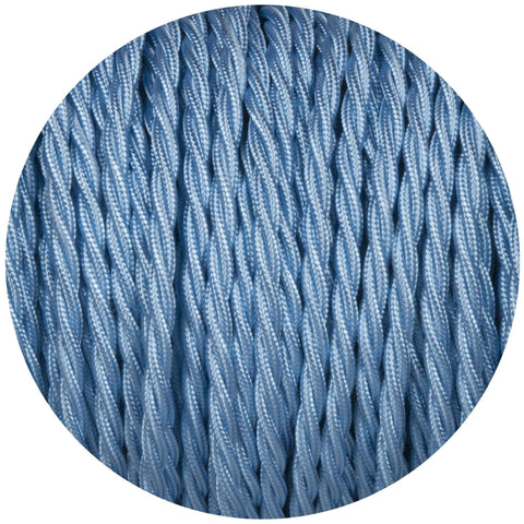 Sky Blue Twisted Fabric Braided Cable - Lightspares