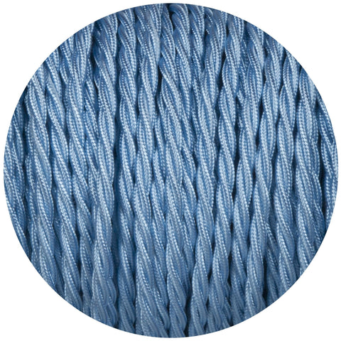 Sky Blue Twisted Fabric Braided Cable - Lightspares