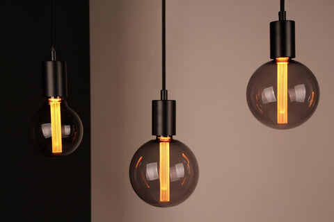 Vintlux E27 Dimmable LED Filament Lamp 2.3W G125 50lm 1800K Rainn Globe XL Smoke - Lightspares
