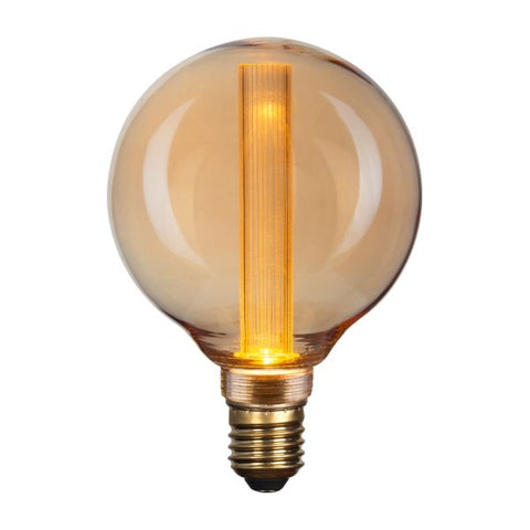 Vintlux E27 Dimmable LED Filament Lamp 2.3W G95 120lm 2200K Rainn Globe Gold - Lightspares