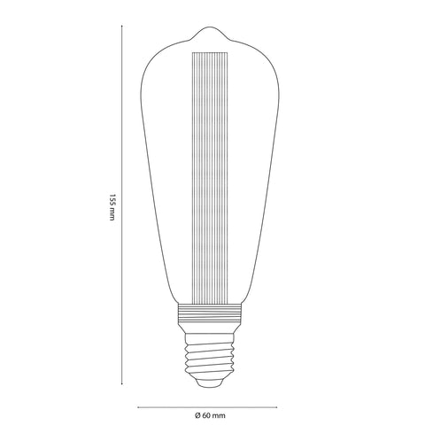 Vintlux E27 Dimmable LED Filament Lamp 2.3W ST60 120lm 2200K Rainn Edison Gold - Lightspares