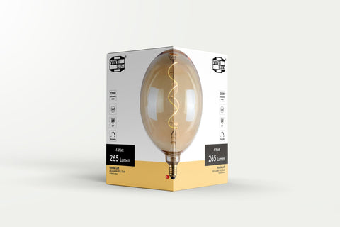 Vintlux E27 Dimmable LED Filament Lamp 4W G200 265lm 2200K - Kyodai Loft Globe XXL Gold - Lightspares