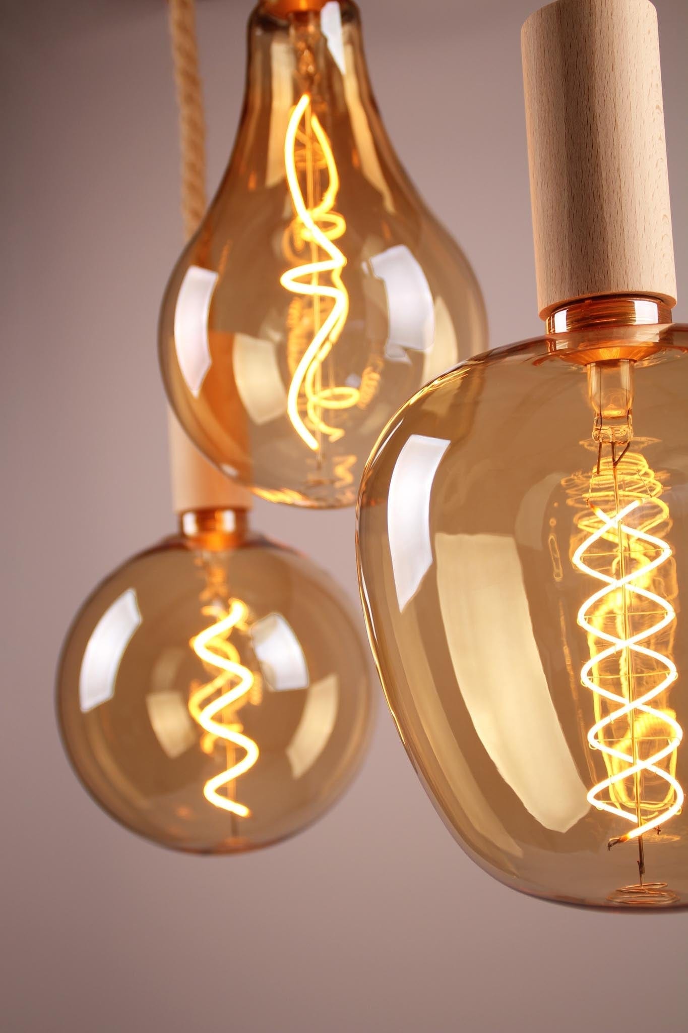 Vintlux E27 Dimmable LED Filament Lamp 4W G200 265lm 2200K - Kyodai Loft Globe XXL Gold - Lightspares