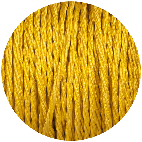 Yellow Twisted Fabric Braided Cable - Lightspares